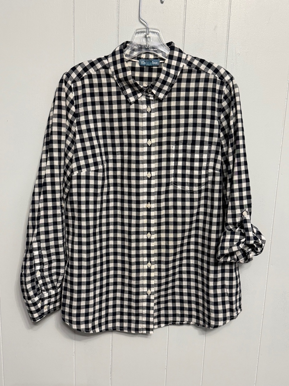#21)  Rails Black & White Gingham Button-Down Cotton Shirt